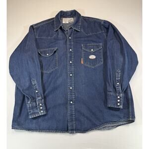 Rasco FR Flame Resistant Denim Pearl Snap Shirt Blue Men's Size 3XL